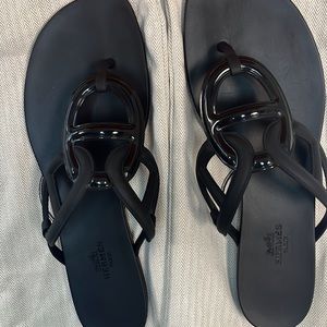 Hermes Black Rubber Sandals Like New